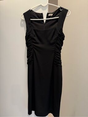 L'AGENCE Black Ruched Sheath Dress